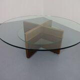 Italian rosewood and glass coffee table, 1960s