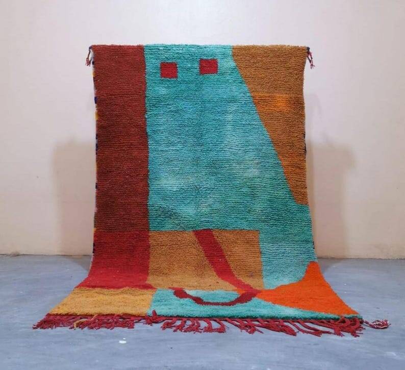 Tapis beni ourain traditionnel tissé main