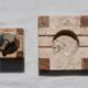Travertine smoker's set, lighter and ashtray