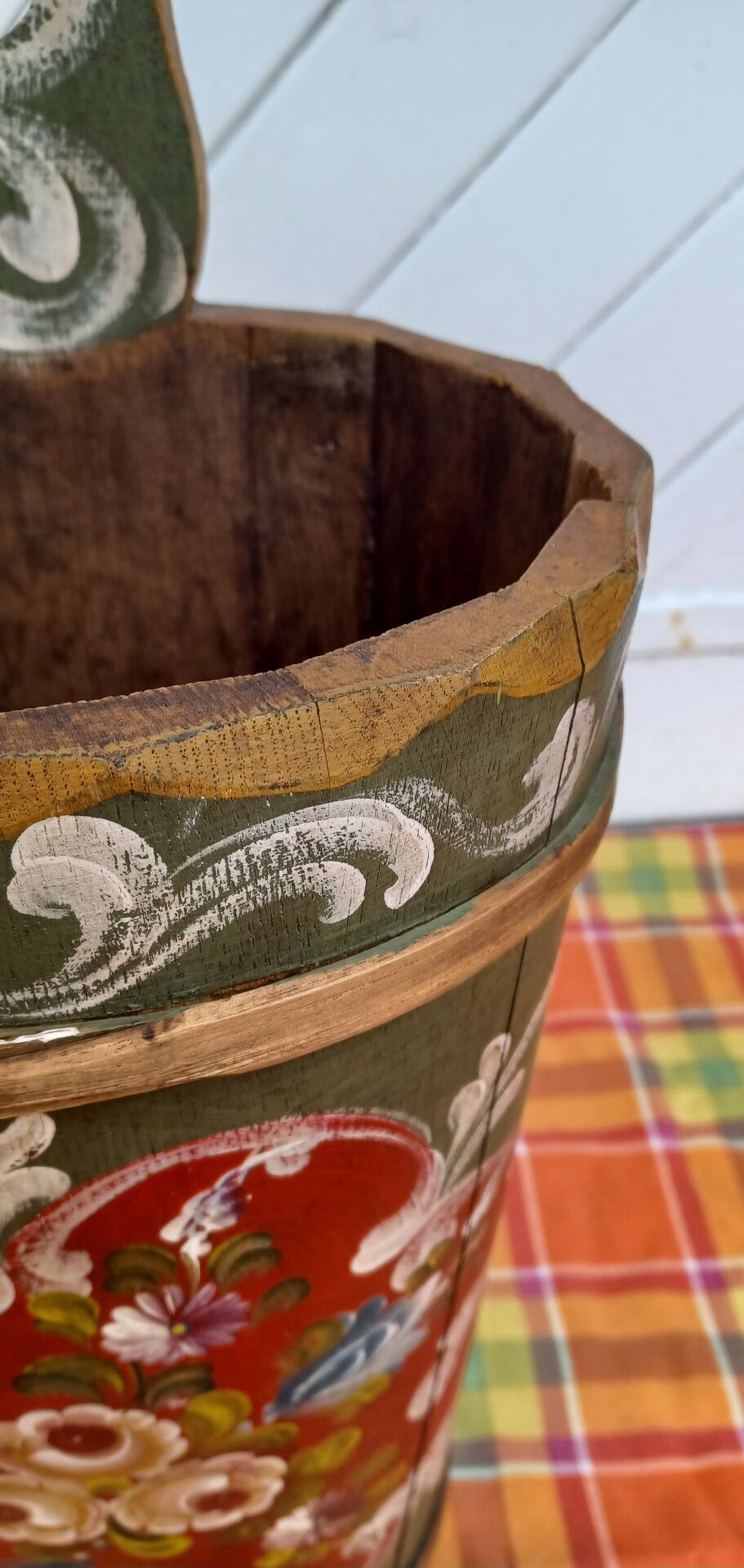 Hand-painted wooden umbrella stand