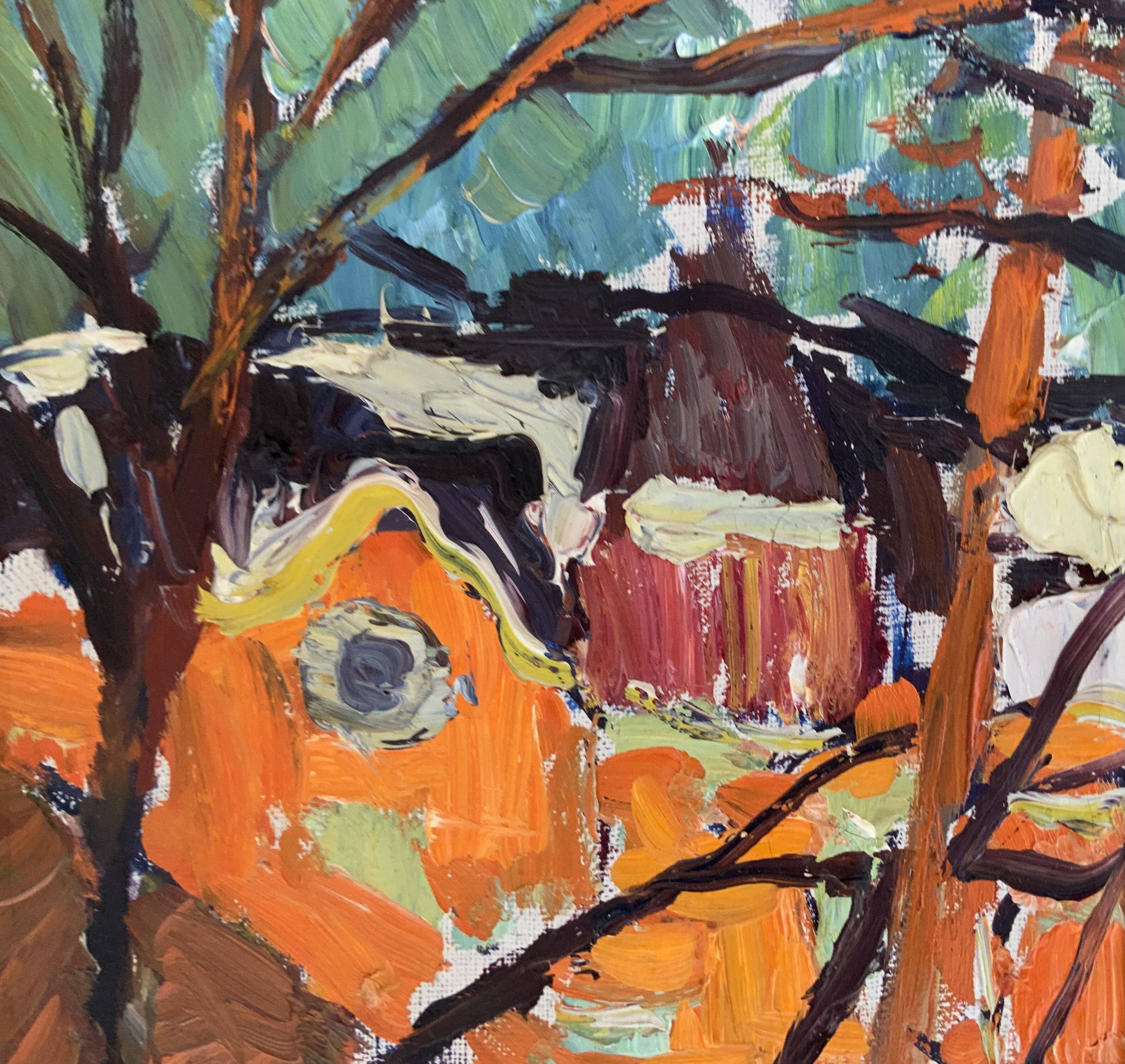 Small Vintage Impressionists Painting Landscape, signed Rune Person (1914–1