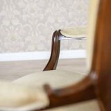 Set of Antique Walnut Chairs in Beige Upholstery, 1890s