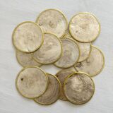 12 coasters in mother-of-pearl and vintage brass