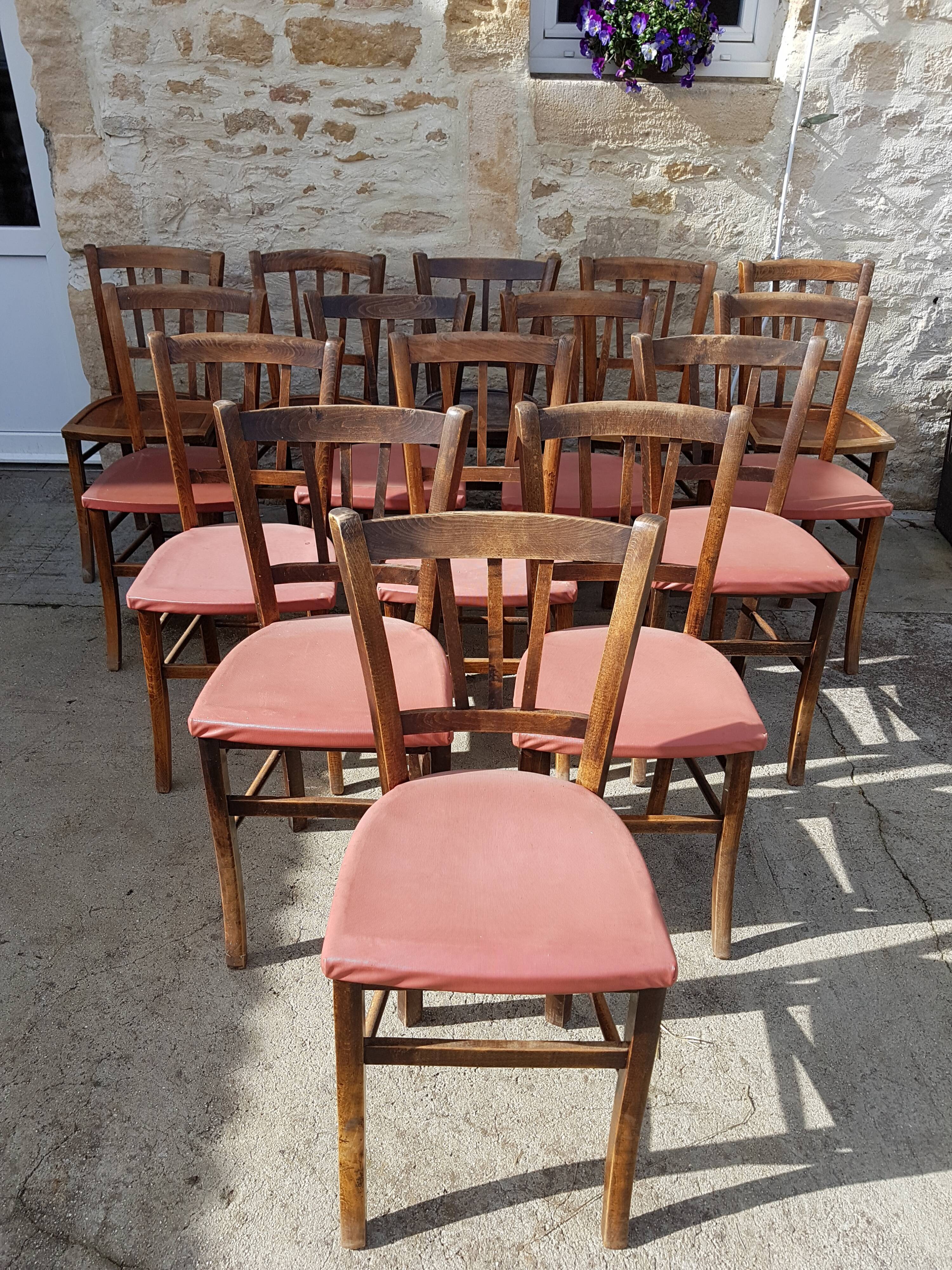 Lot of 15 old bistro chairs