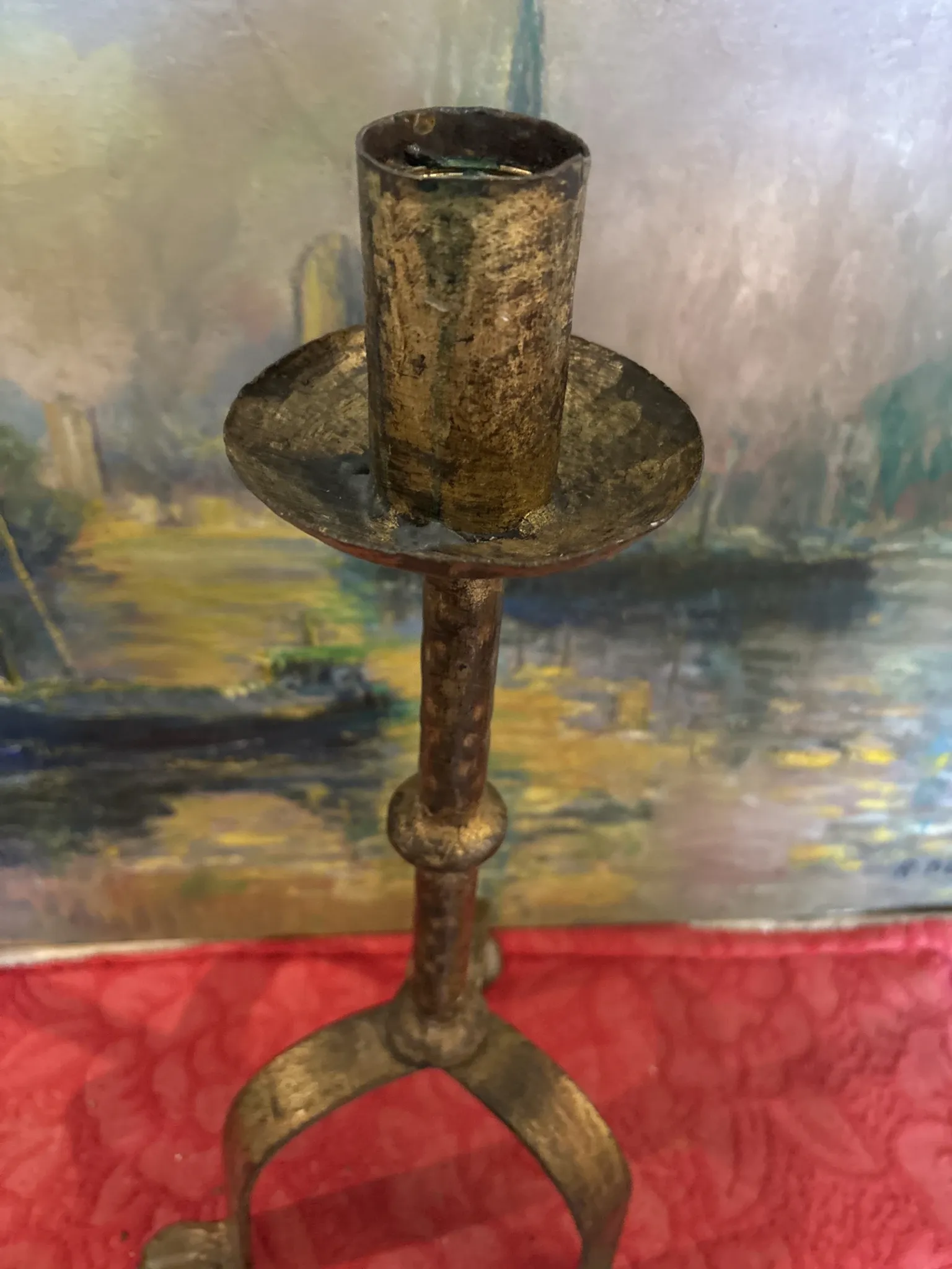 Golden wrought iron candlestick