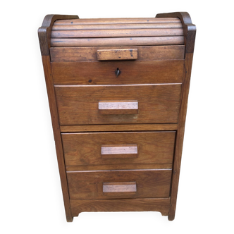 Meuble de métier bureau ,classeur rideau coulissant en bois