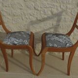 Set of 4 chic wooden chairs with firm fabric seats in Louis Philippe style – Completely revamped