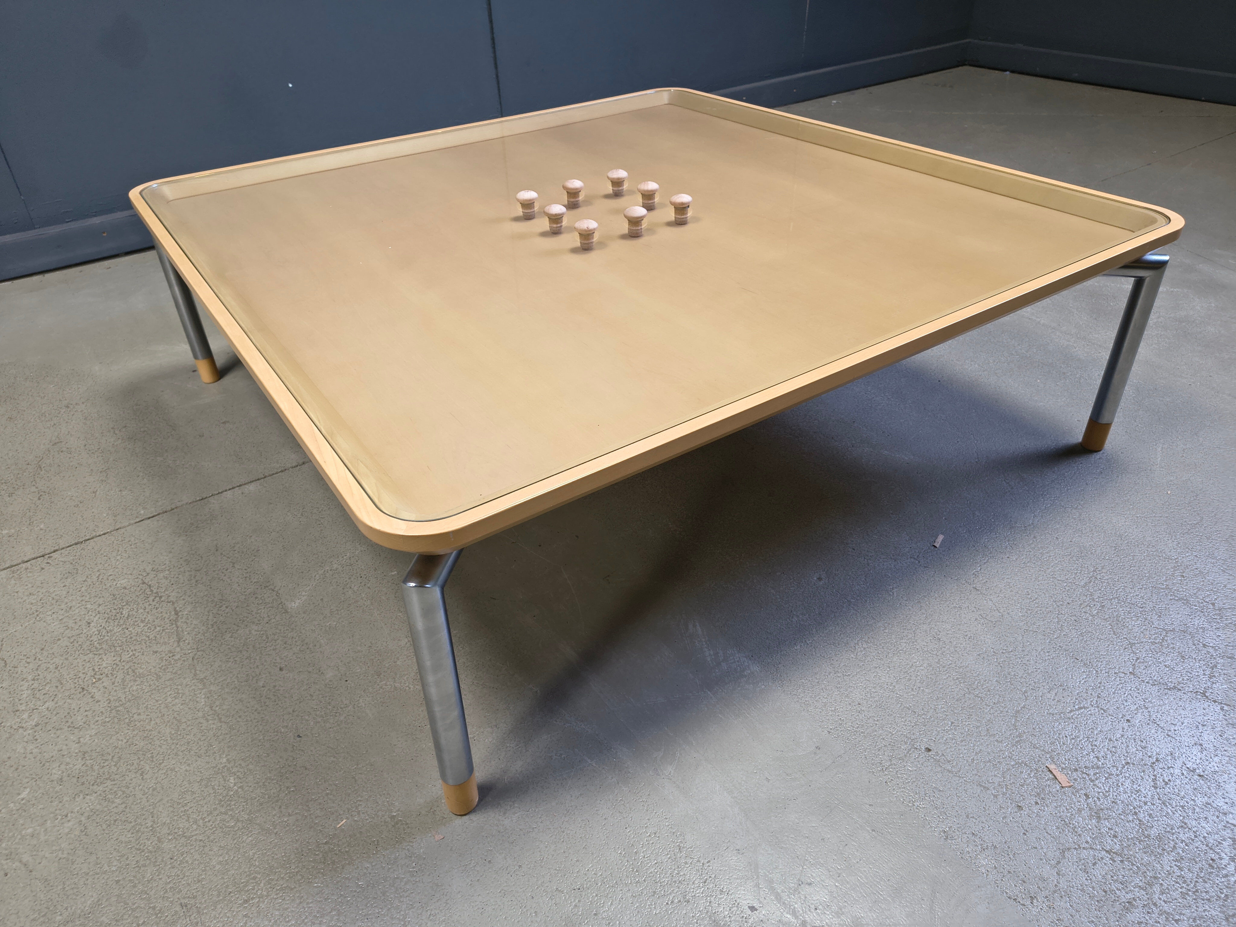Table basse post-moderne en liège et en verre, années 1980