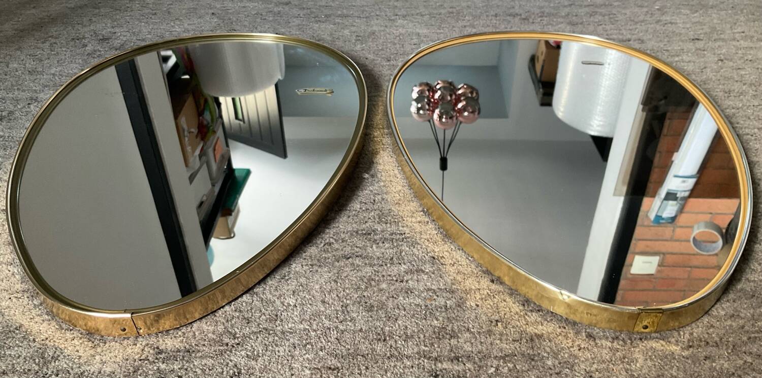Pair of vintage free-form mirrors from the 60s and 70s