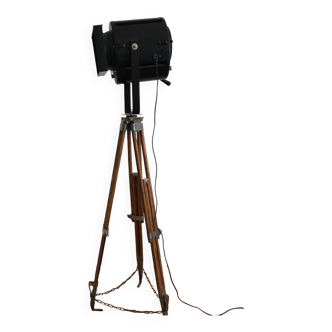 Projecteur sur pied industriel bois et métal