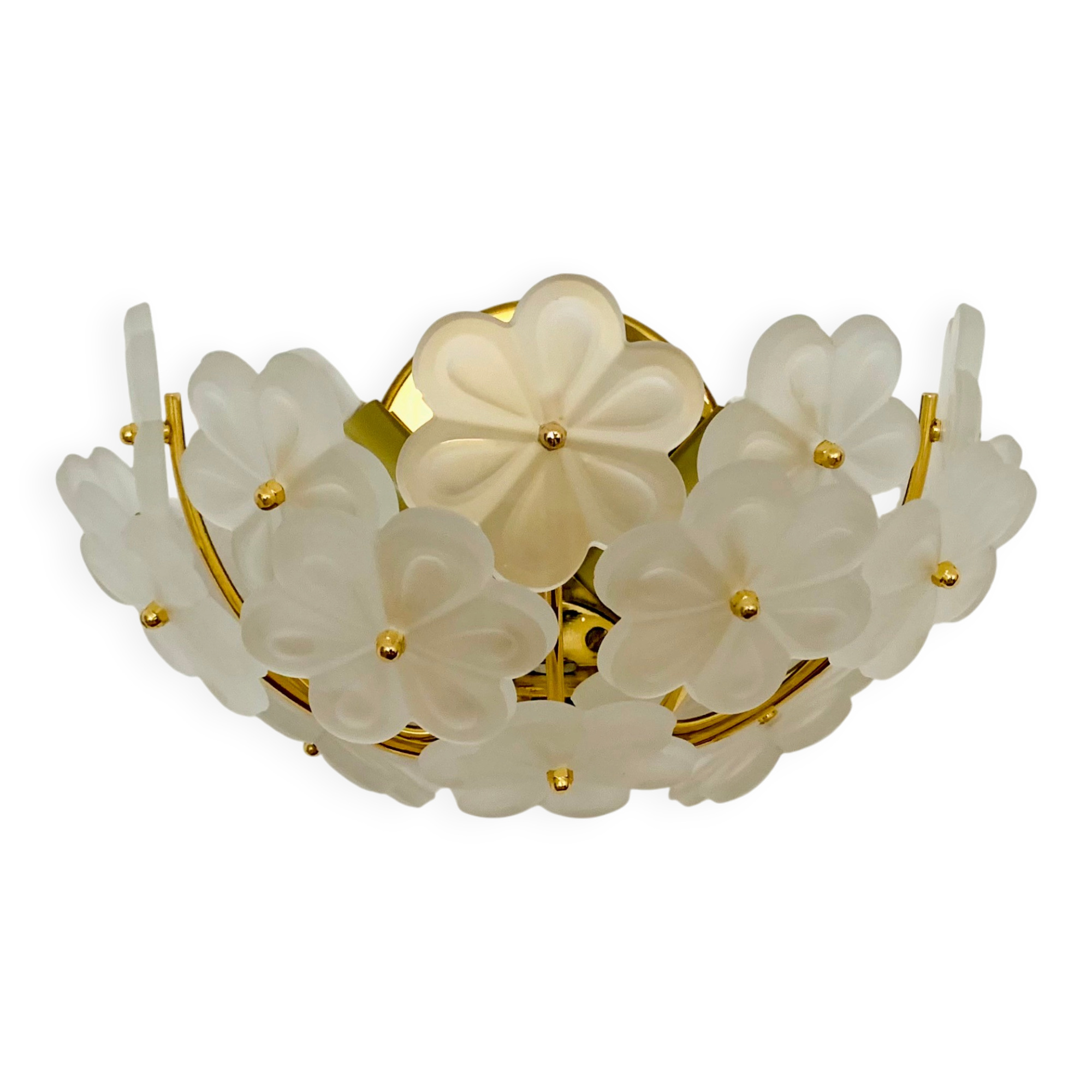 1 of 2 Floral Crystal Glass Wall Lamps by Ernst Palme