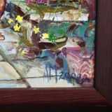 Garden clematis with watering cans, 2000 – Oil painting by Alexander Michael