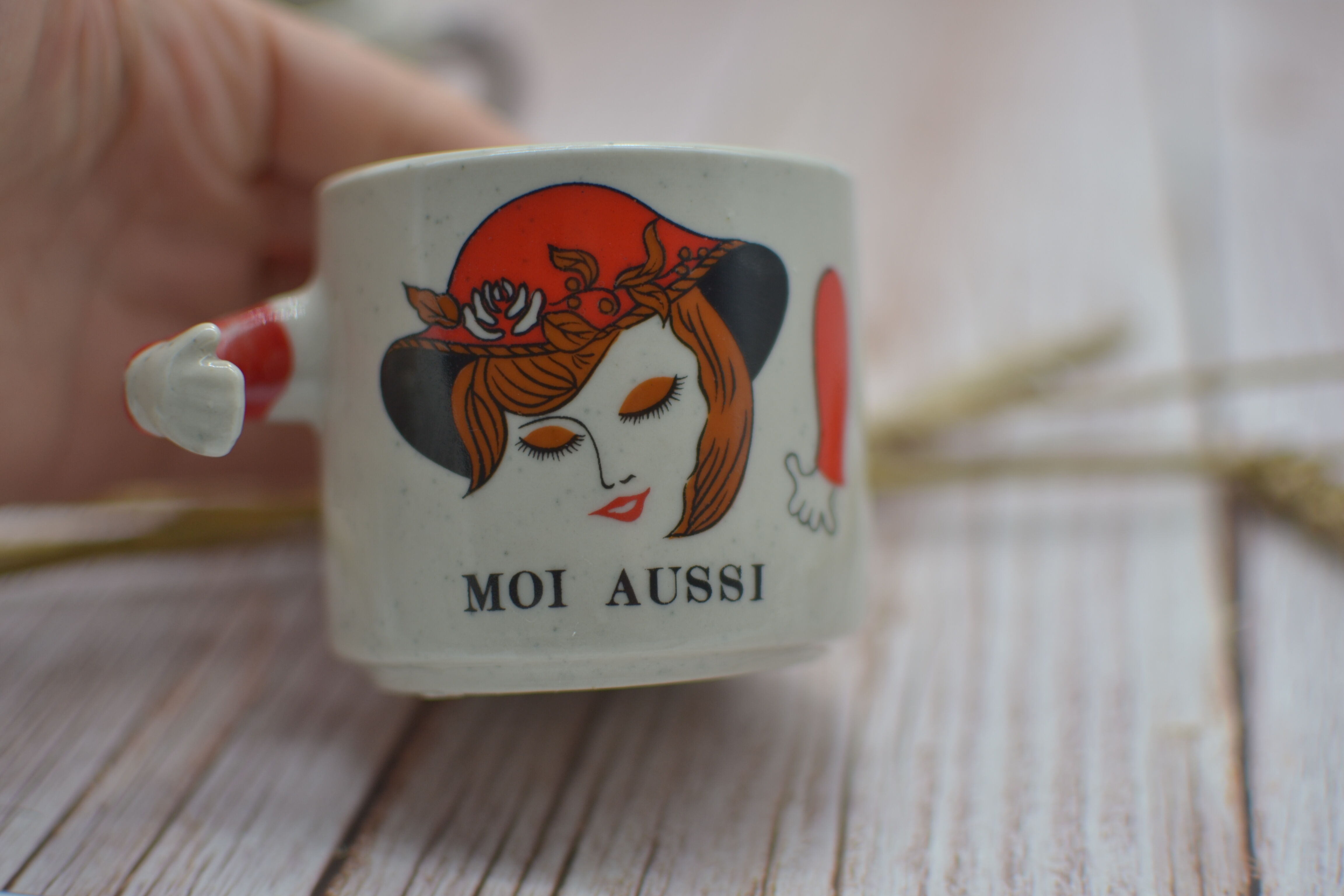 Duo of vintage cups I love you Me too