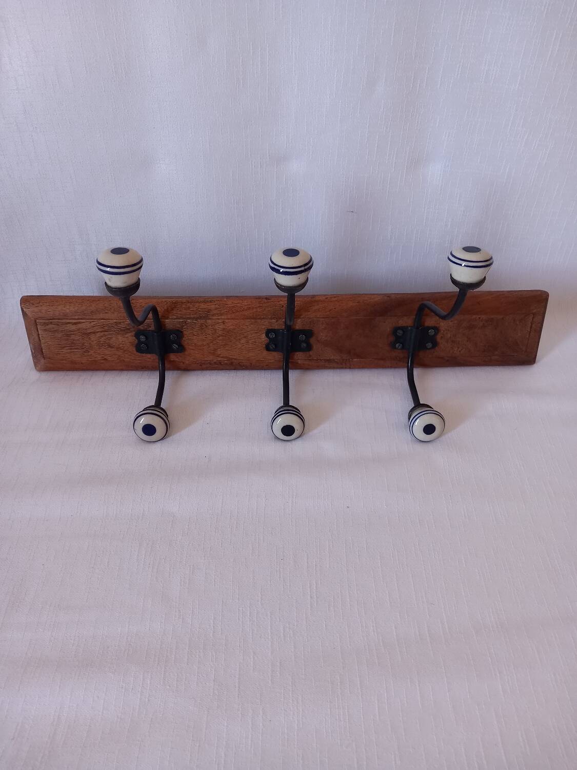 Patère / porte manteau Vintage bois et céramique