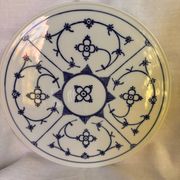 Decorated blue porcelain cake stand Bareuther Bavaria