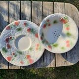 Assiette à fraises et égouttoir barbotine Salins