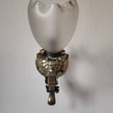 Bronze wall light with opaque glass tulip 1900