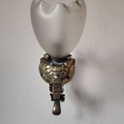 Bronze wall light with opaque glass tulip 1900