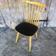 Baumann western style chair in yellow wood + vintage black skai seat