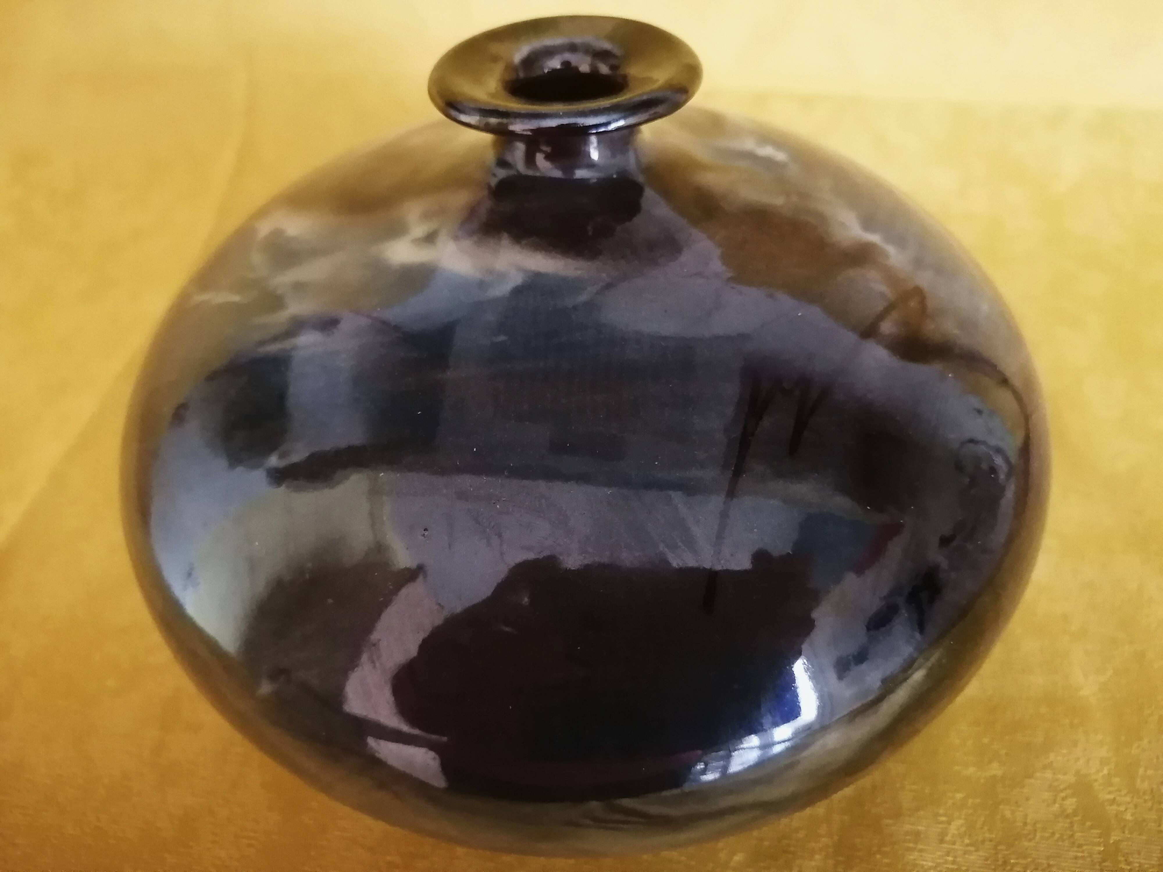 Glazed ceramic soliflore vase, signed (signature to be deciphered)