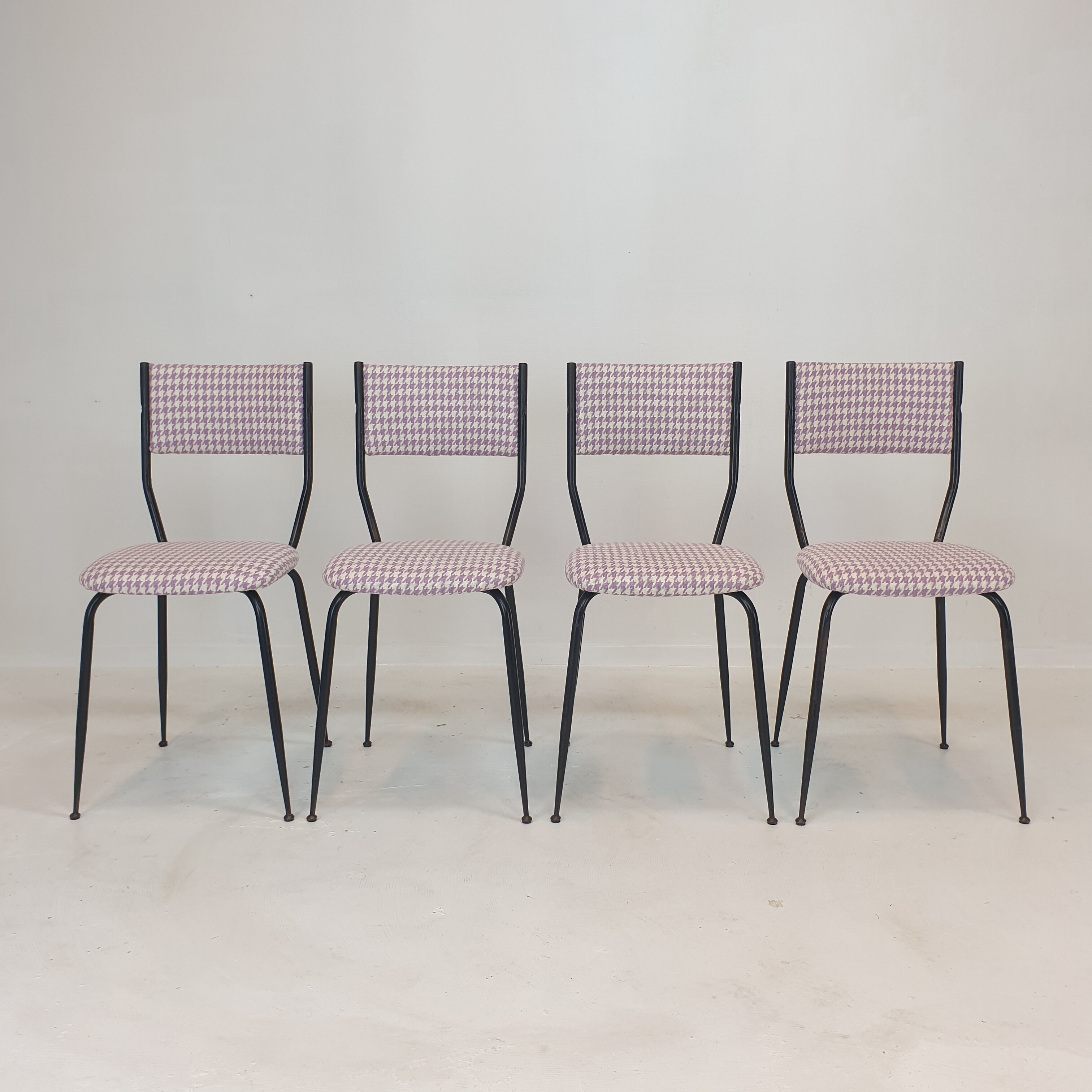 Set of 4 Italian Metal Dining Chairs, 1960's