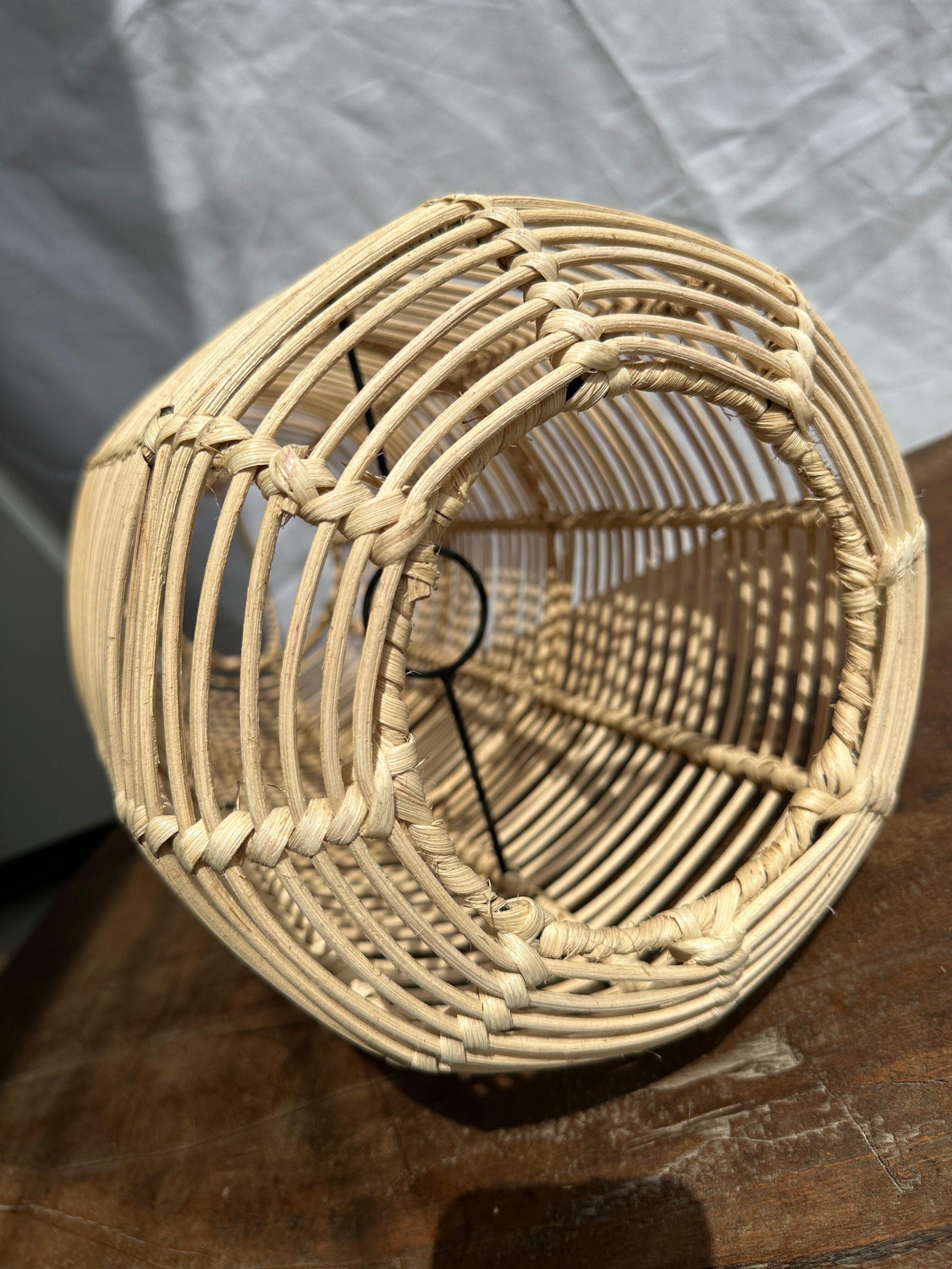 Large lantern-shaped rattan pendant lamp H50 D24