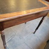 Side table with drawer and leather top