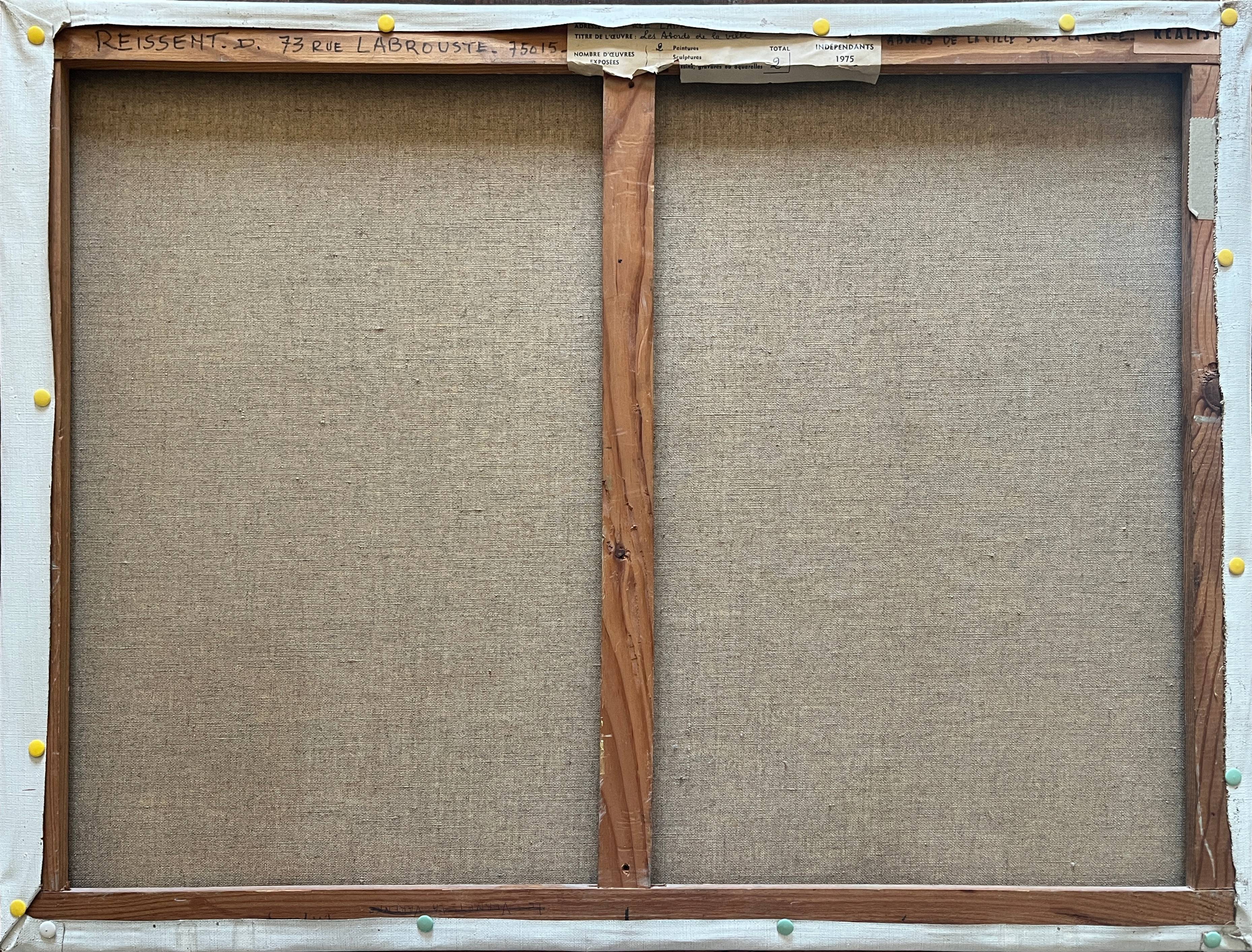 HST painting Denis Reissant "Outskirts of the city" Salon des Indépendants 1975