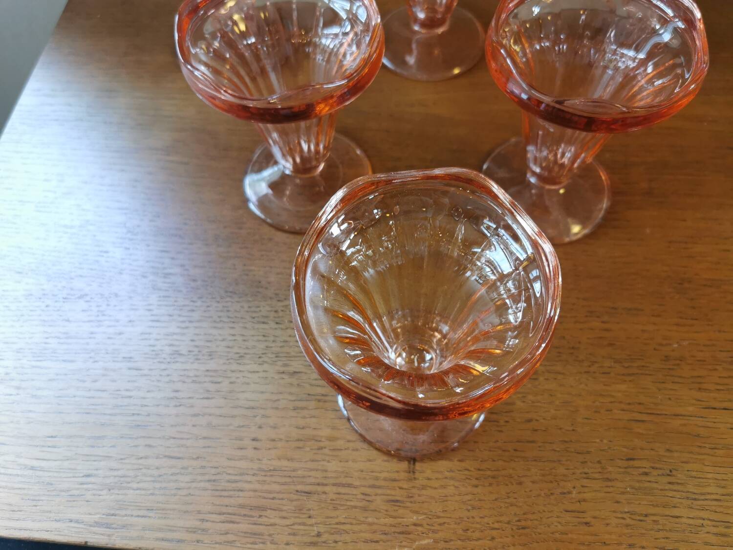 Set of 6 vintage pink glass ice cream cups