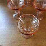 Set of 6 vintage pink glass ice cream cups