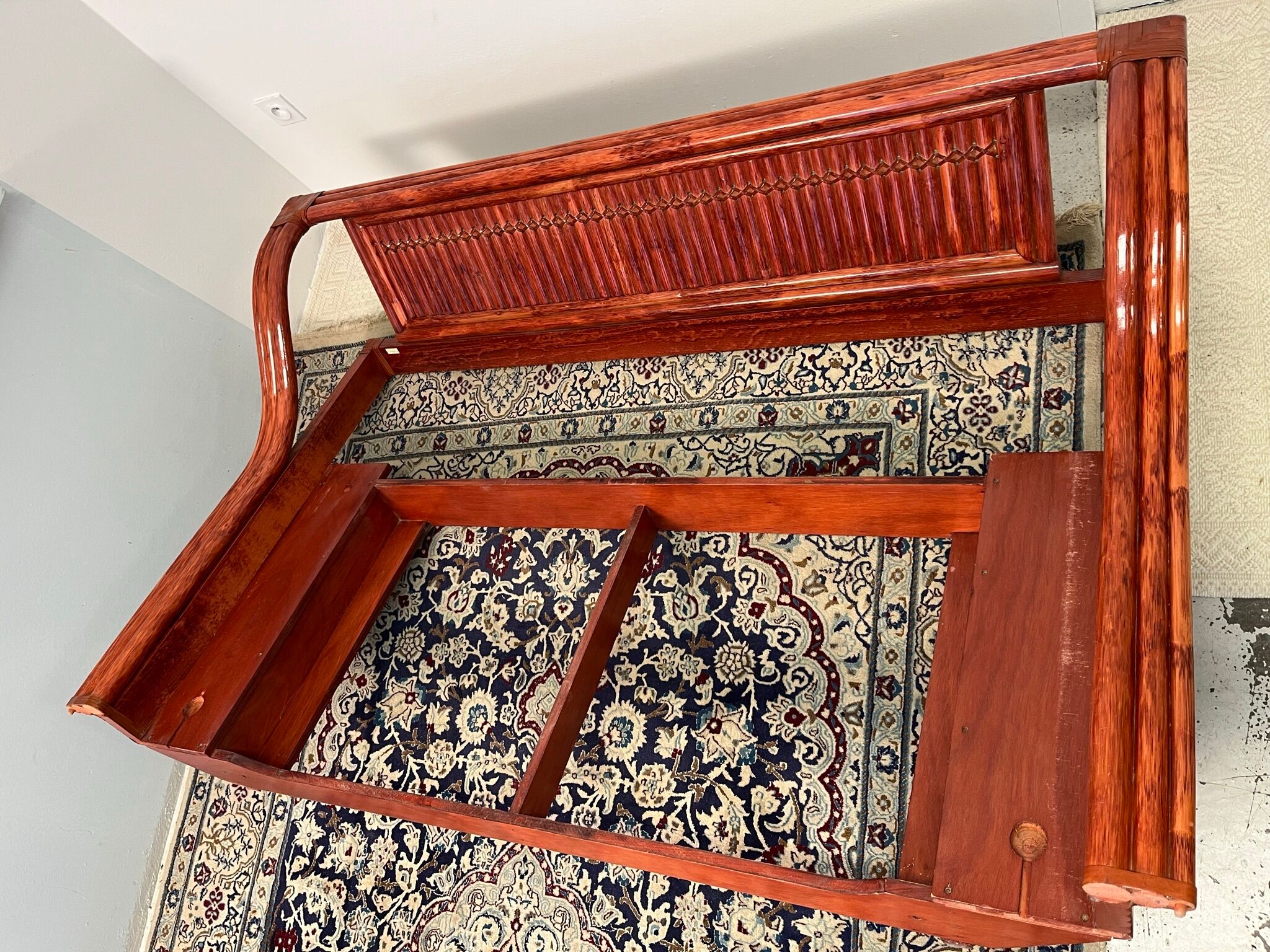 Wicker boat shaped bed by Maugrion 60s -70s