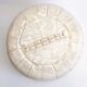 Off-white leather patchwork pouf