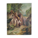 Huile sur carton retour du village