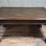 Important Renaissance style table in solid oak, circa 1850