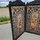 Folding screen in black-painted wood, 19th century