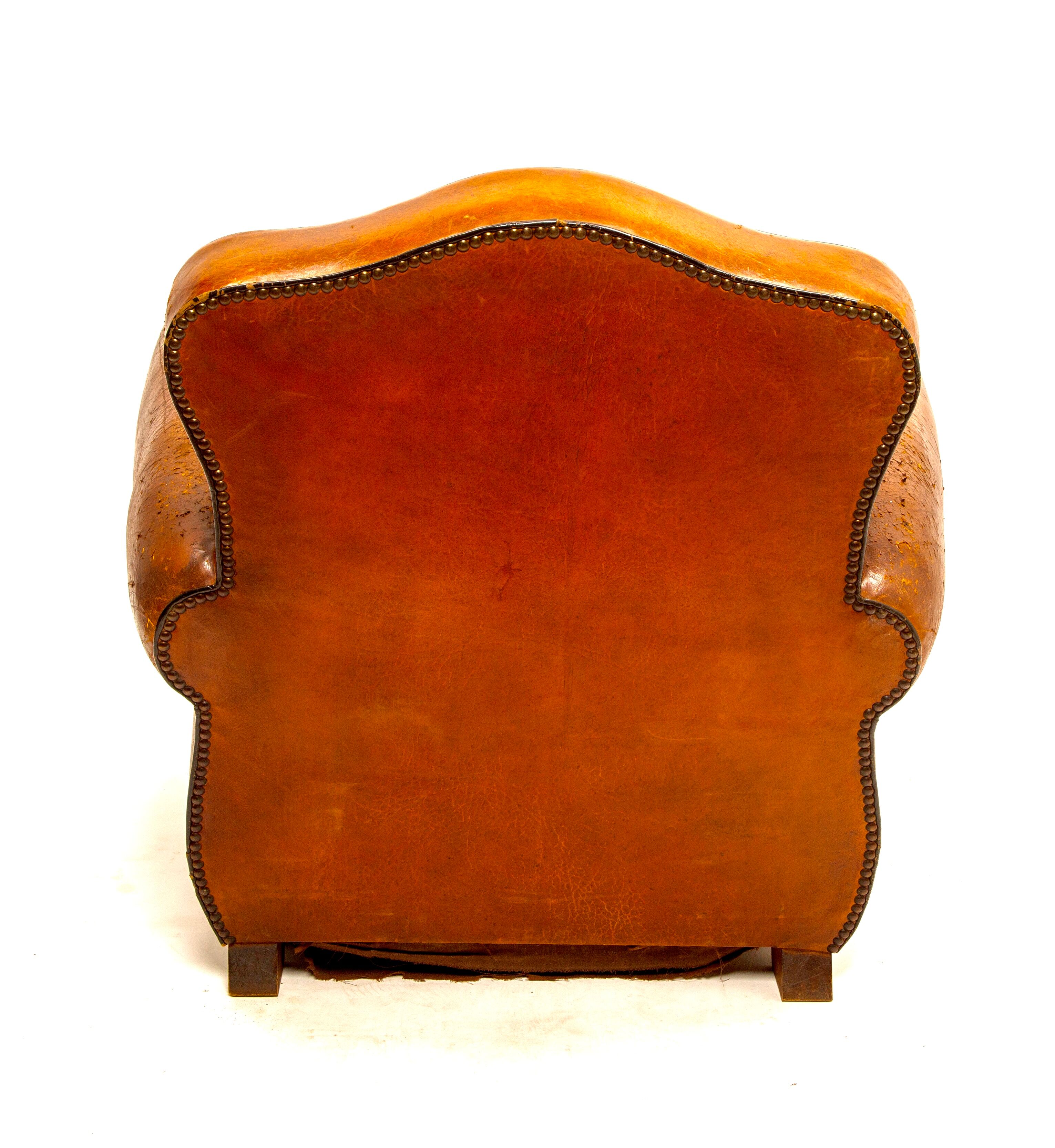 Fauteuil club cuir moustache