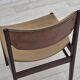 1970s, set of 5 Danish dinning chairs, original condition, teak wood, leather.