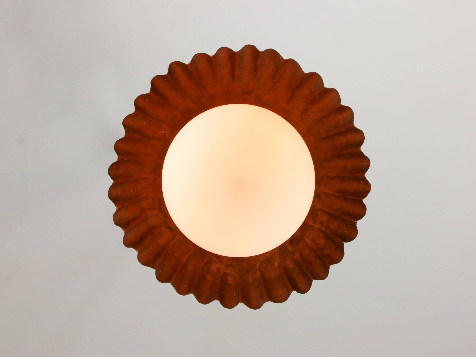 Mid-Century Italian Copper and Opaline Pendant Lamp
