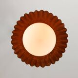 Mid-Century Italian Copper and Opaline Pendant Lamp