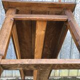 Antique oak farmhouse table with cat bar and 2 end drawers
