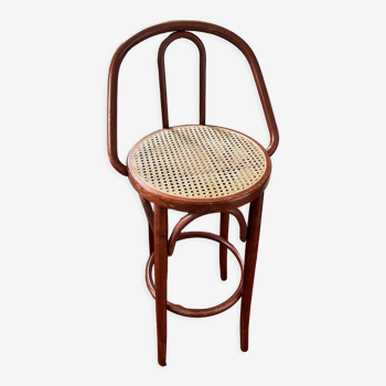 Wooden and wicker bar stool