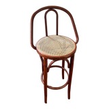 Wooden and wicker bar stool