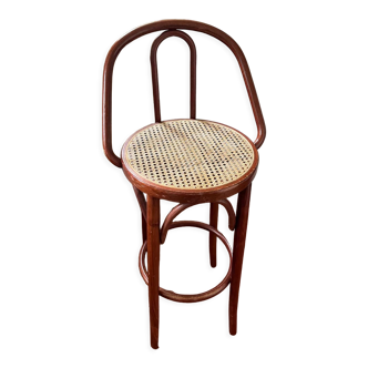 Wooden and wicker bar stool