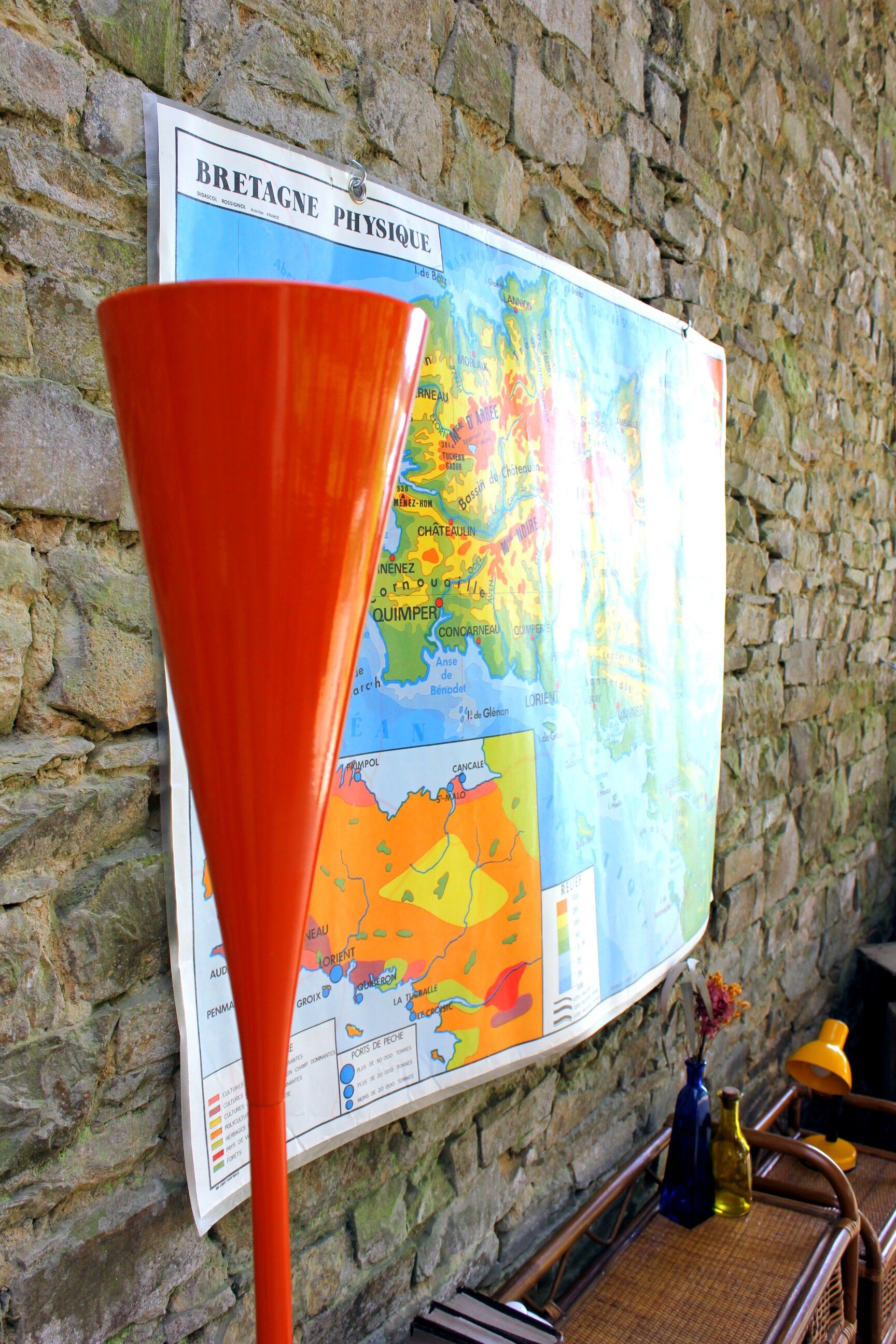 Hourglass floor lamp pop art vintage Mathias 80s orange diabolo