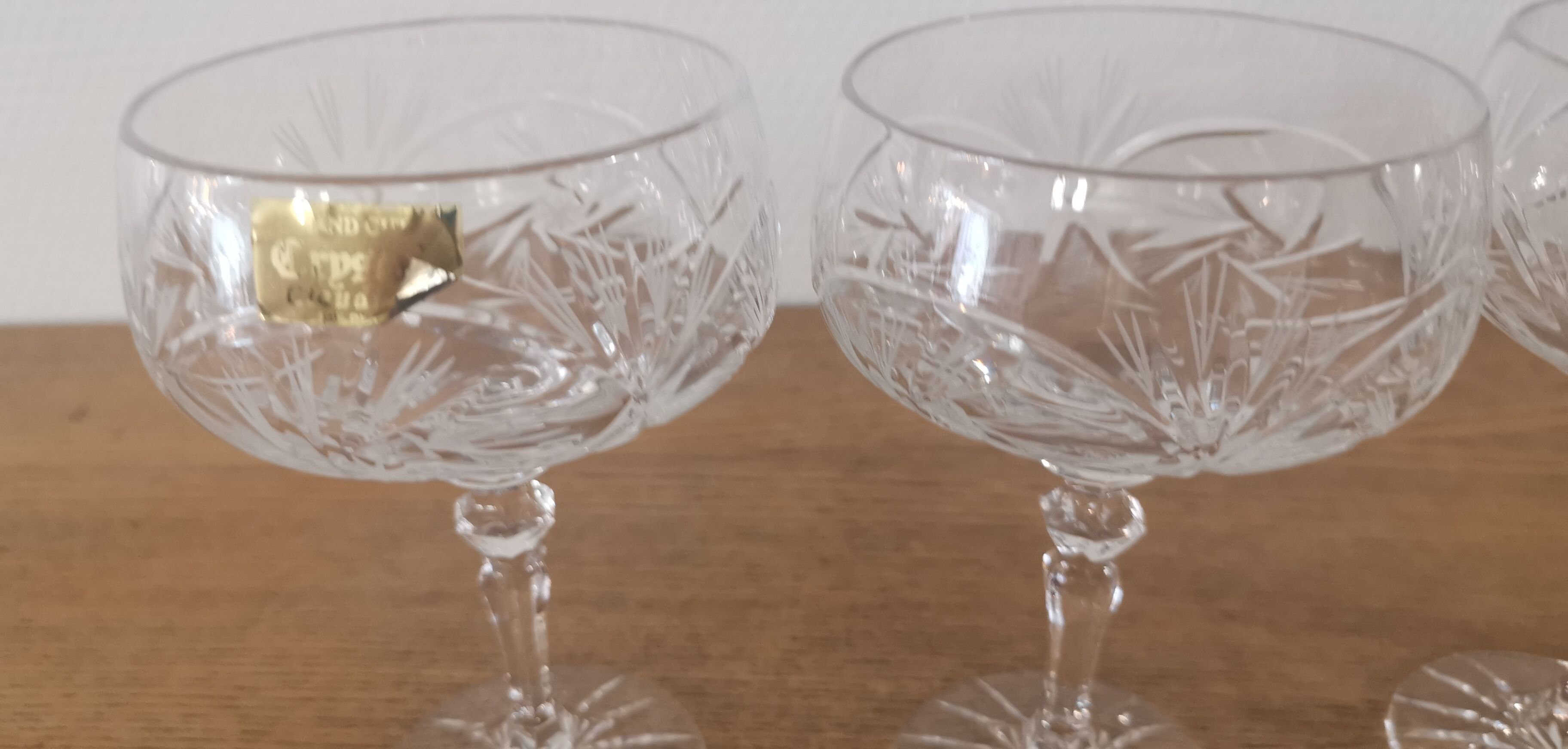 4 Champagne glasses in cut bohemian crystal Claudia