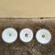 Trio suspension vintage abat jour opaline ondulée fils dorés lumière ancienne