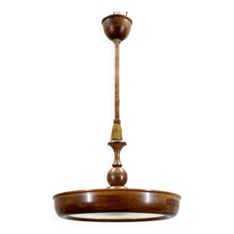 Large Wooden Art Deco Chandelier, 1930s