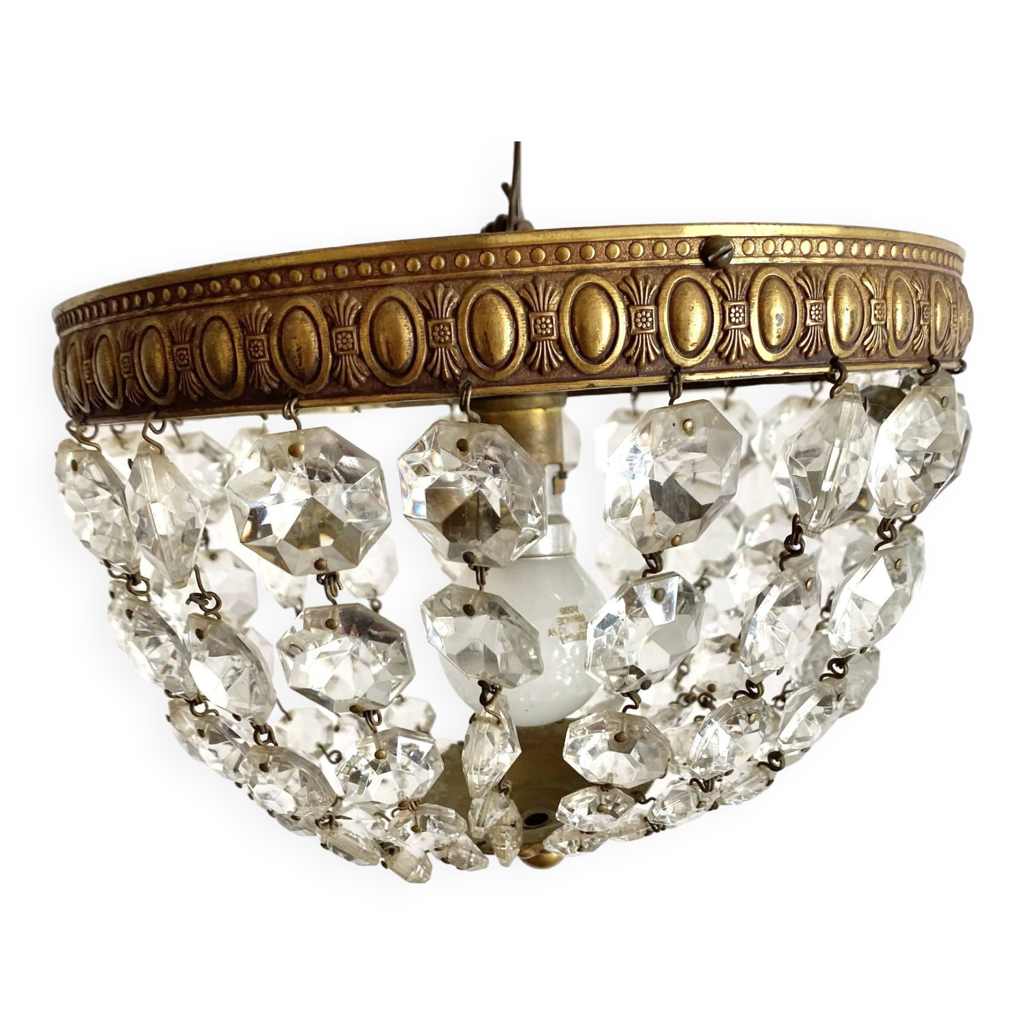 Old ceiling light with tassels and brass