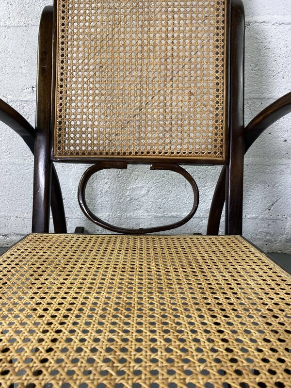 Rocking-chair Chair en bois et Cannage année 70