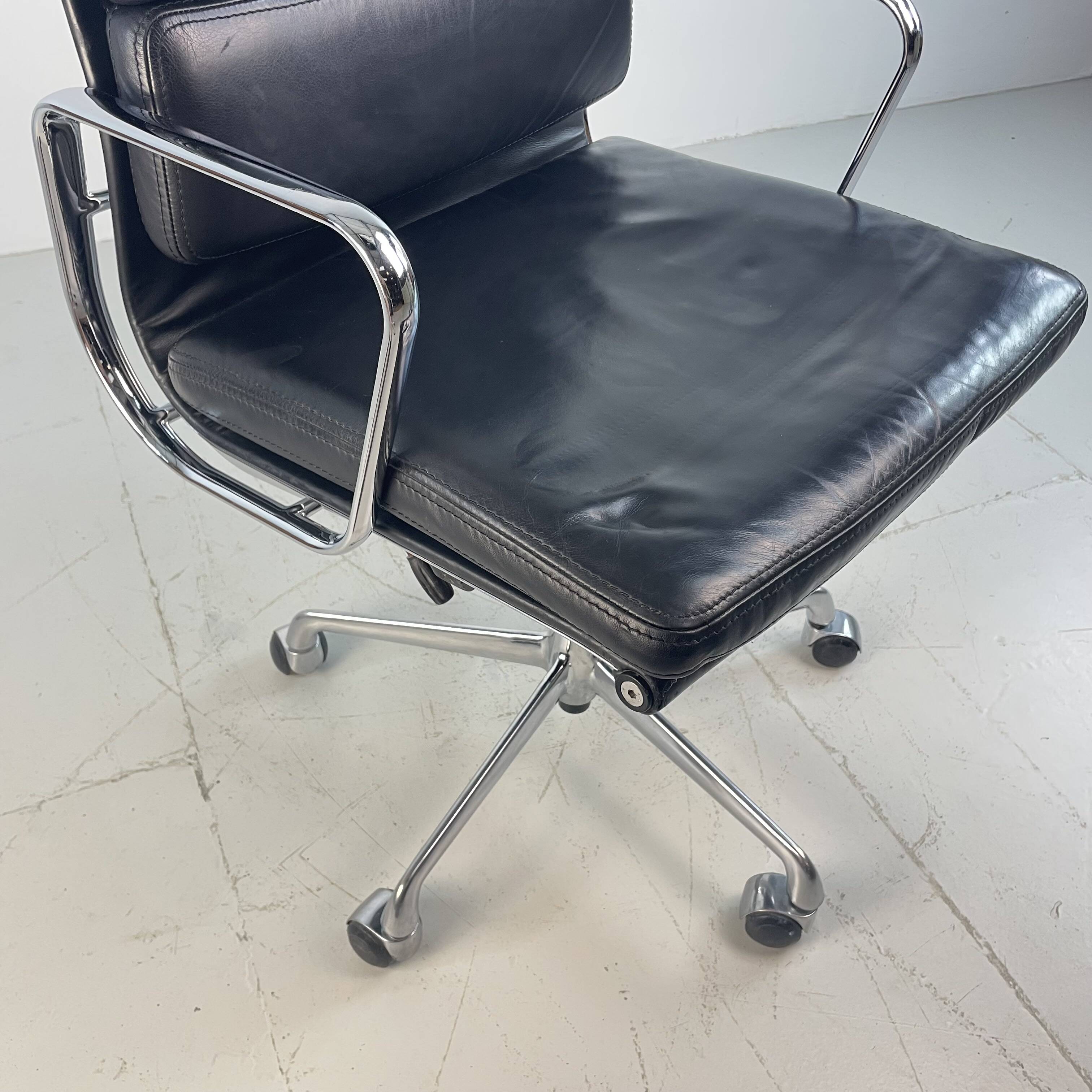 Eames ICF for Herman Miller black leather Soft Pad height adjustable Group chair